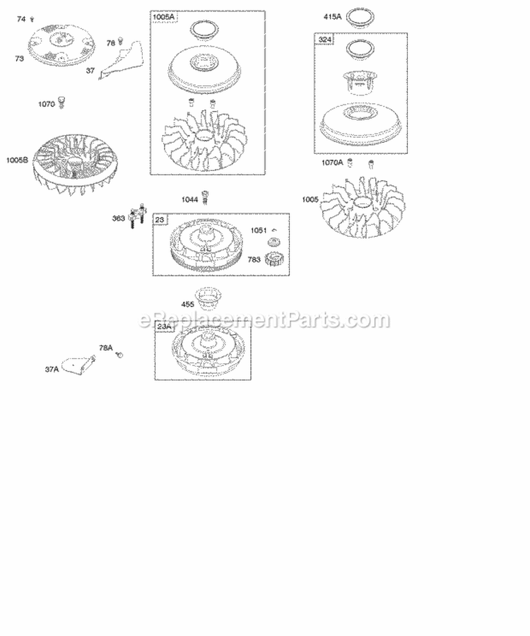 Flywheel Diagram and Parts List for 217702-0111-B1  Briggs and Stratton Engine